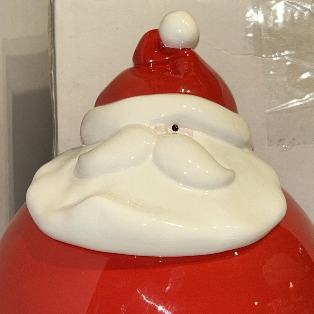 Christmas Cookie Jar -‎ Unique Round Santa Claus 12in x 8in (Department 56)